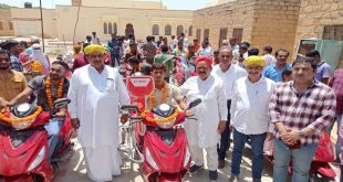 Minority Affairs Minister distributed scooties to specially abled people in Jaisalmer.